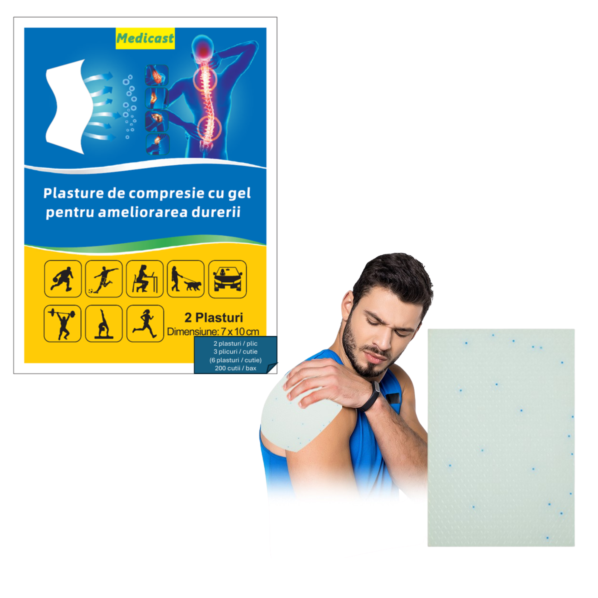 Plasture cu Gel Răcoritor – Calmare rapidă. Prospețime imediată - forma dreptunghiulara